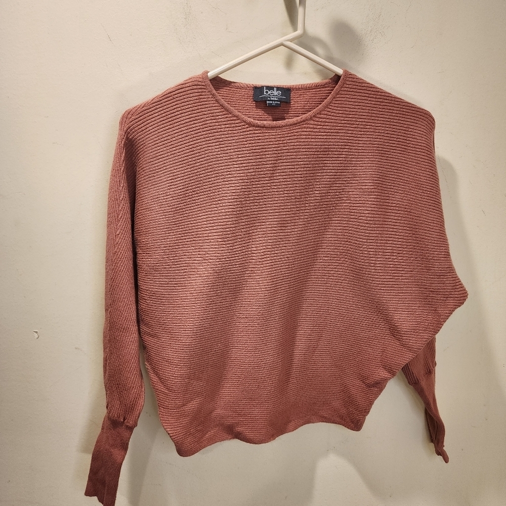 Belle by Belldini Pink Ribbed  Crew neck Sweater Size XS